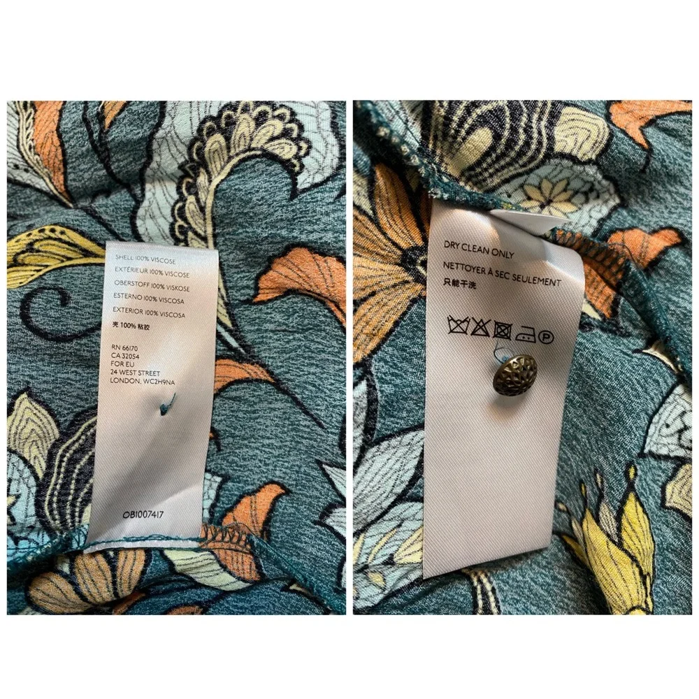 Anthropologie Geneva Halter Wide-Leg Jumpsuit Small Teal Green Floral Paisley - Picture 9 of 10